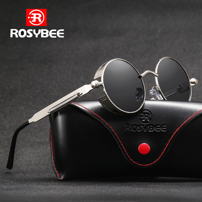 Vintage Fashion Brand Names - Rosybee marca redonda polarizada metal óculos
