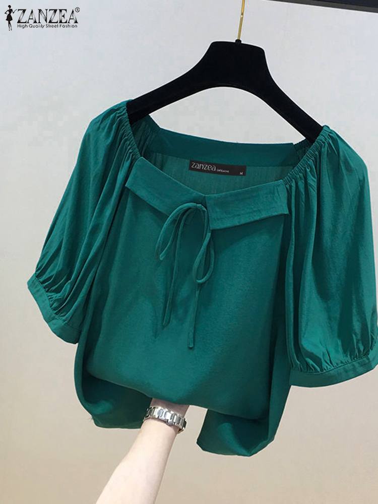 Vintage Fashion Style Female - Zanzea estilo coreano blusa sólida moda