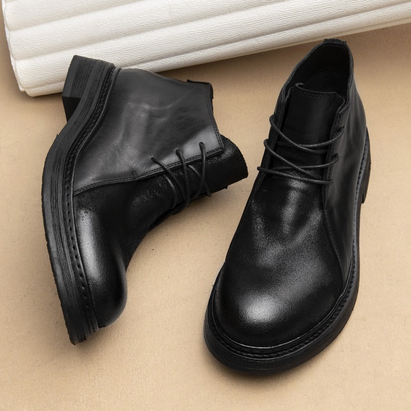 Vintage Fashion Mens - Botas Masculinas Vintage de Couro Genuíno