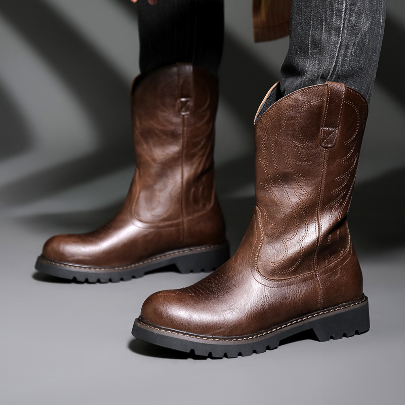 Vintage Fashion Mens - Moda masculina botas de cowboy novo
