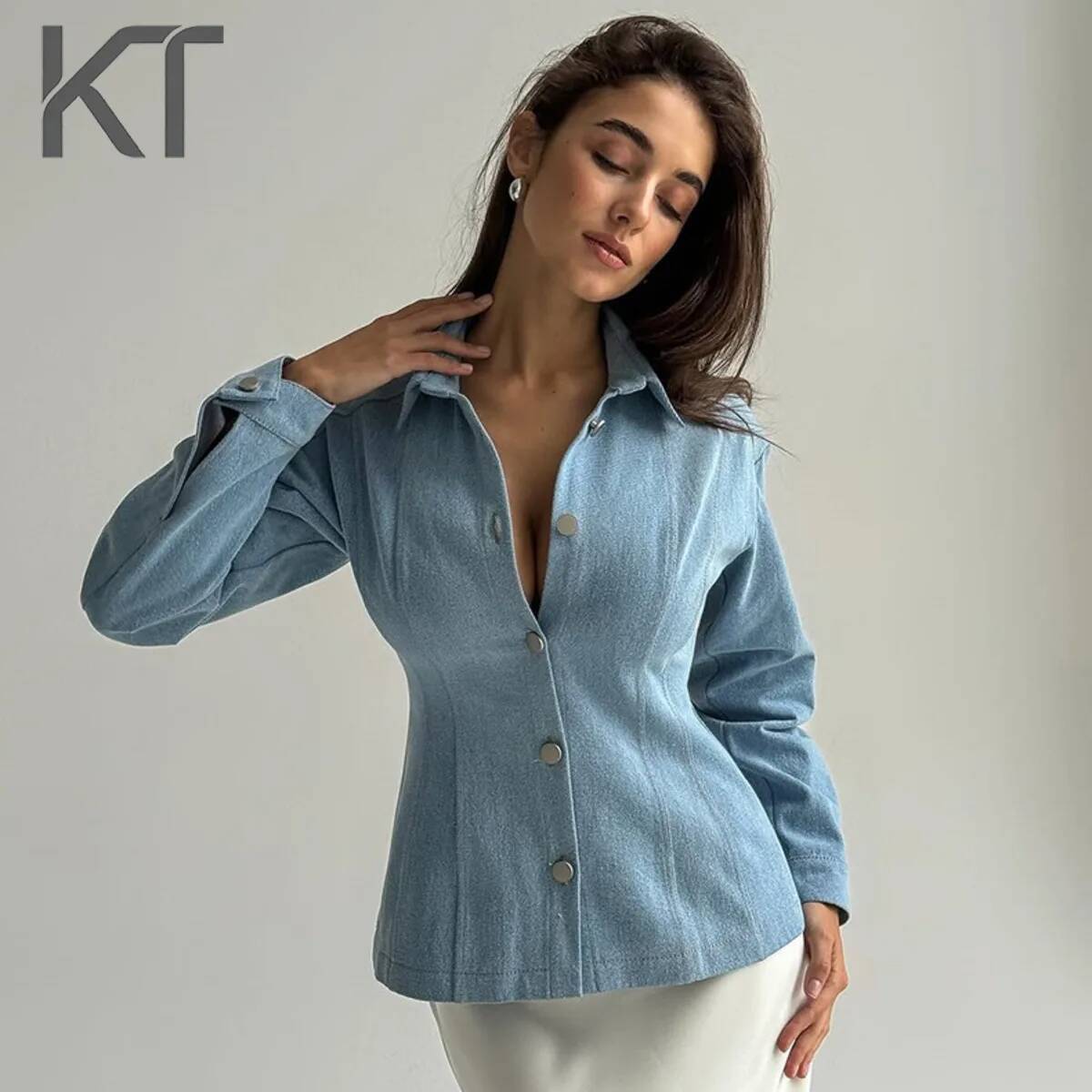 Vintage Fashion For Women - Camisa Jeans Vintage KT para Mulheres