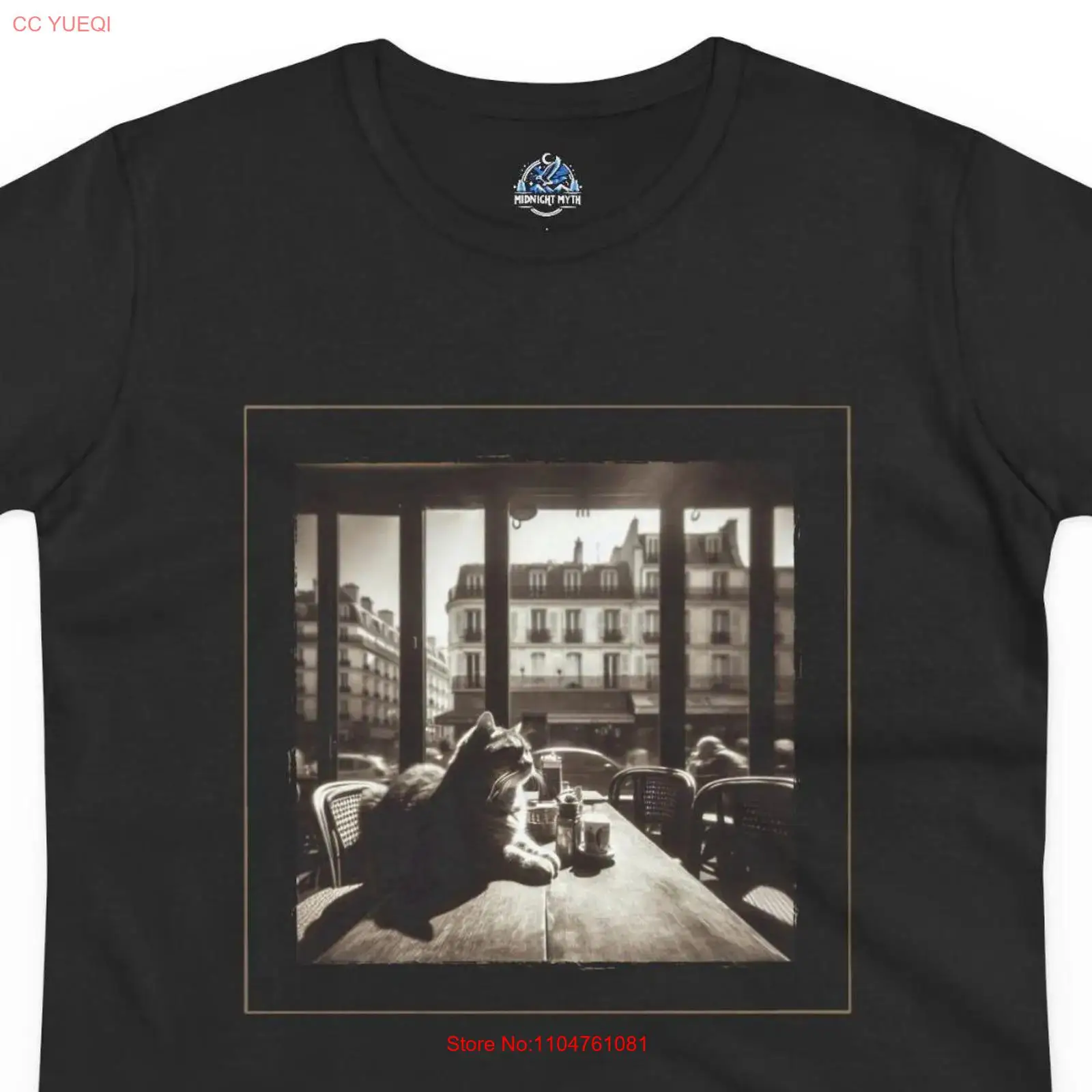 Vintage Fashion In Paris - Camiseta Vintage Paris Cafe Funny Cat