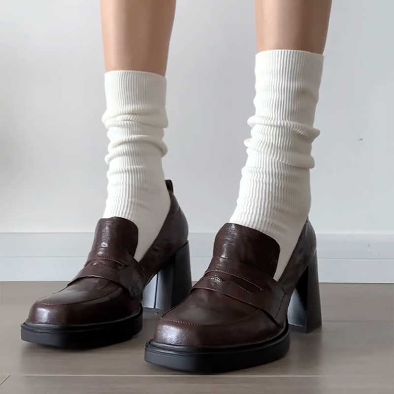 Vintage Fashion Style Female - Estilo universitário feminino mocassins sapatos moda