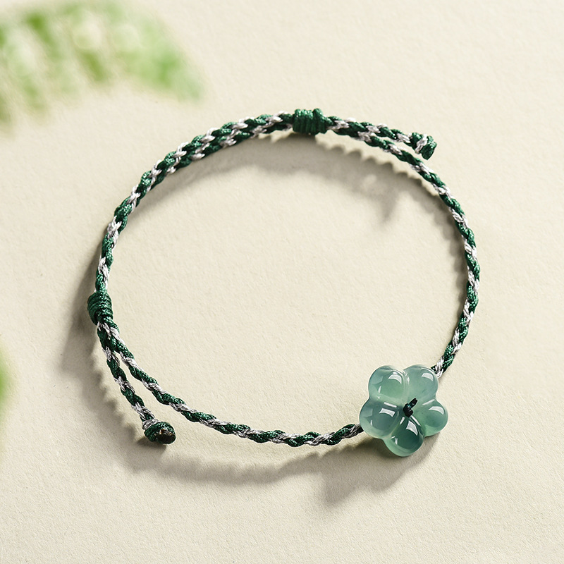 Vintage Fashion Accessories - Pulseira de Jadeíta Birmanesa com Flor,