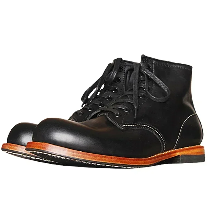 Vintage Fashion Mens - Botas masculinas vintage de couro genuíno