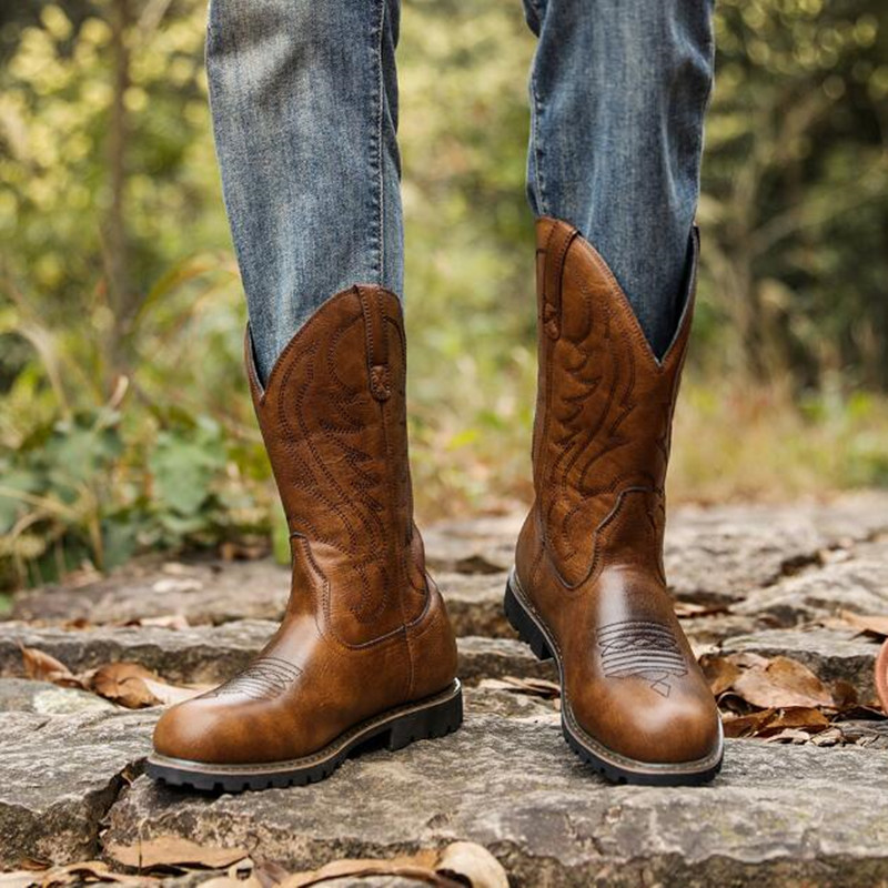 Botas de cowboy masculinas gót - Vintage Fashion Mens avaliação e preço