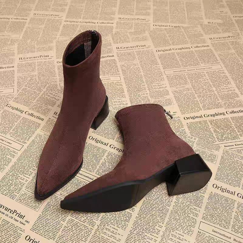 Novas Botas de Salto Baixo Fem - Vintage Fashion Style Female avaliação e preço