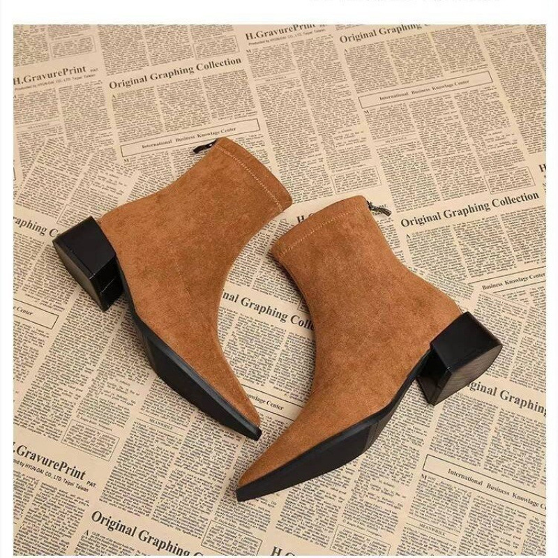Novas Botas de Salto Baixo Fem - Vintage Fashion Style Female avaliação e preço