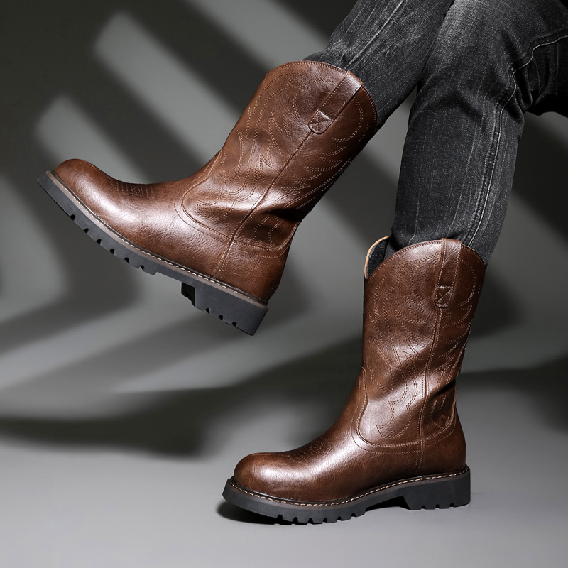 Moda masculina botas de cowboy - Vintage Fashion Mens avaliação e preço