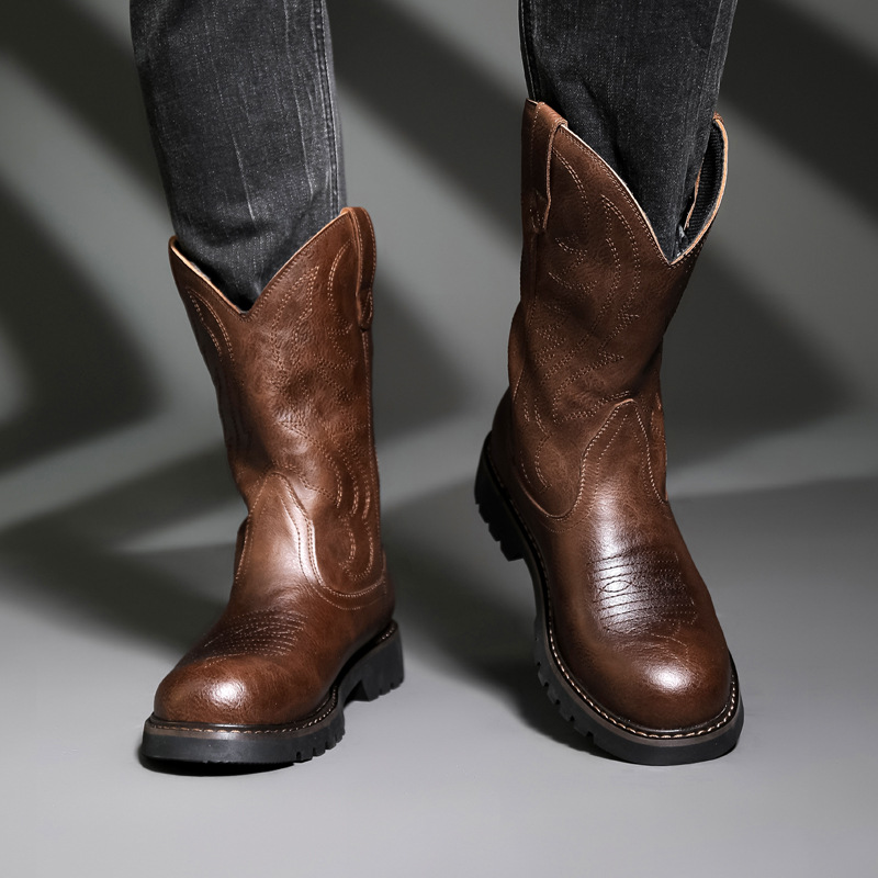 Moda masculina botas de cowboy - Vintage Fashion Mens avaliação e preço