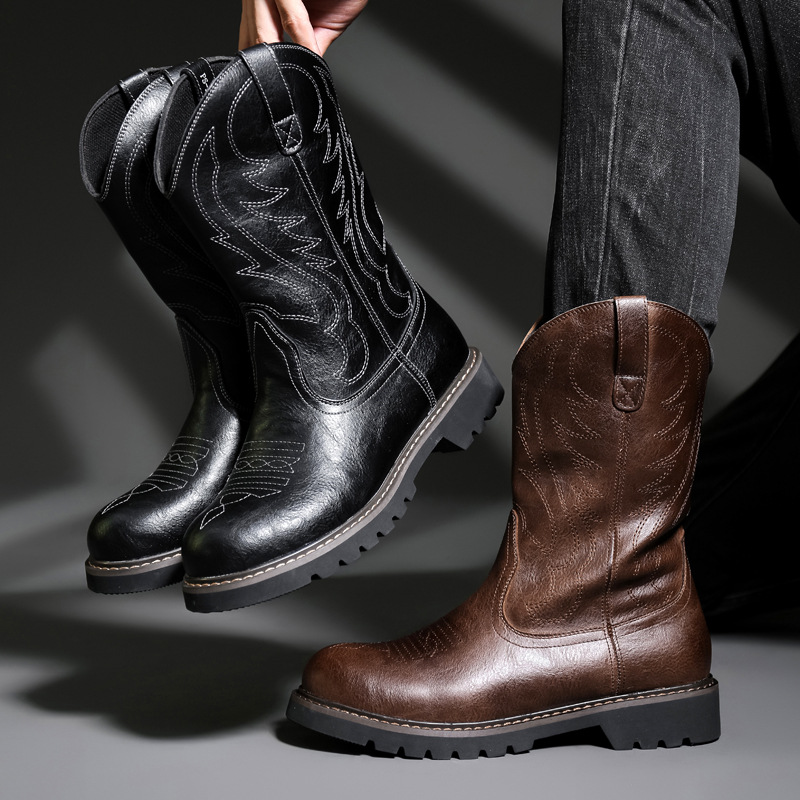 Moda masculina botas de cowboy - Vintage Fashion Mens avaliação e preço