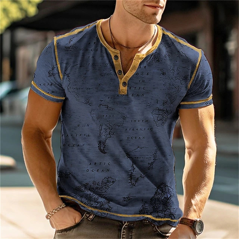 Camisas Masculinas Henry com E - Vintage Fashion Mens avaliação e preço