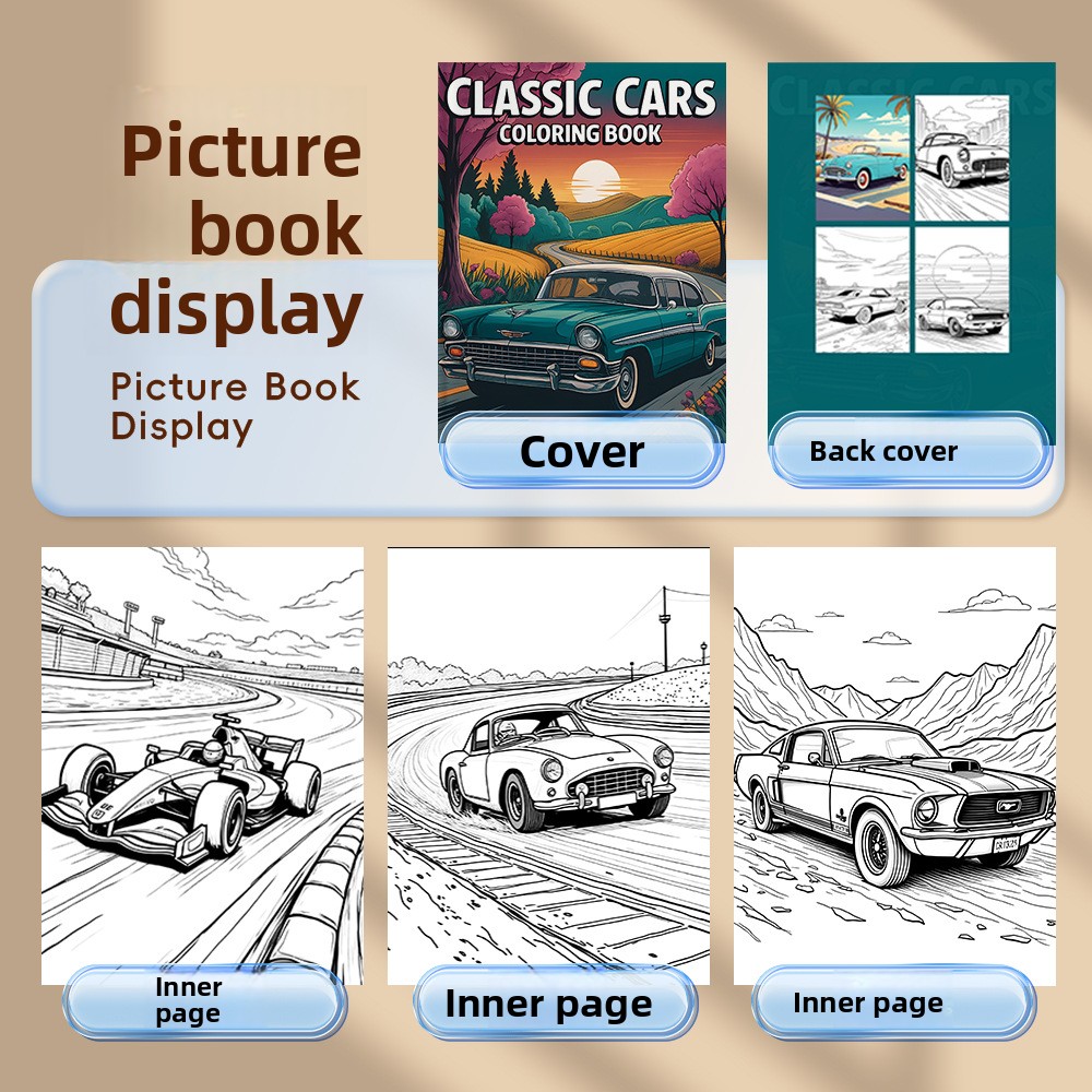 Livro de colorir de carros clá - Vintage Fashion Coloring Book avaliação e preço