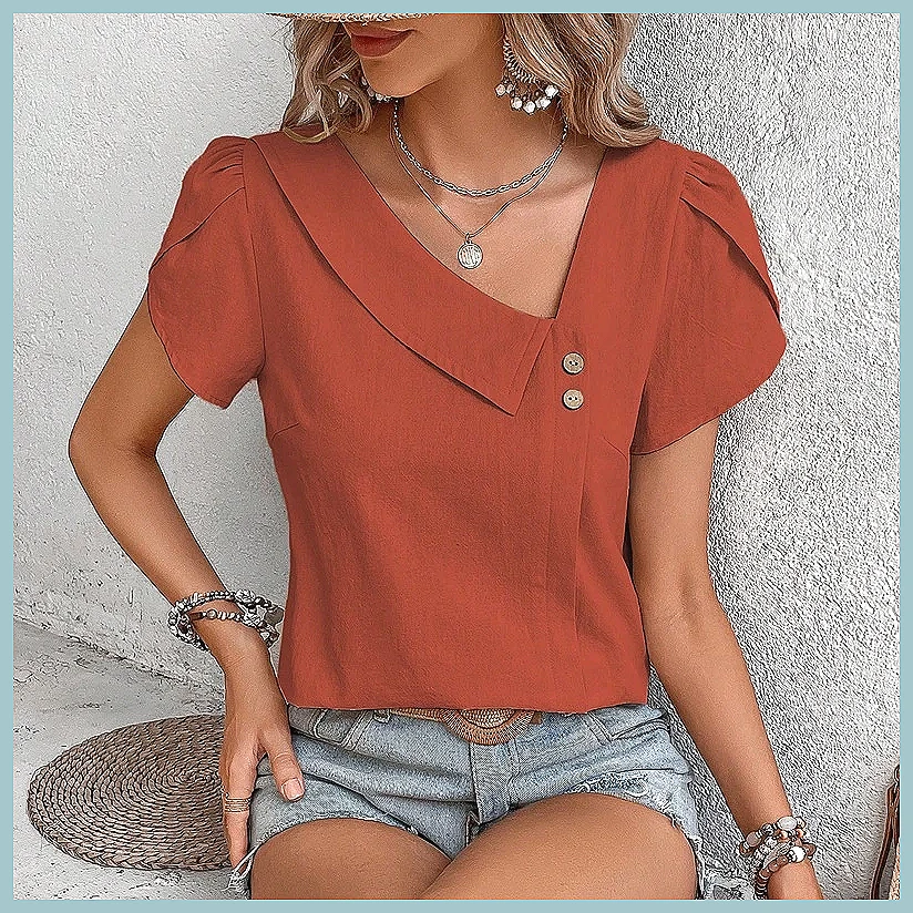 Blusa Vintage de Cor Sólida pa - Vintage Fashion For Women avaliação e preço