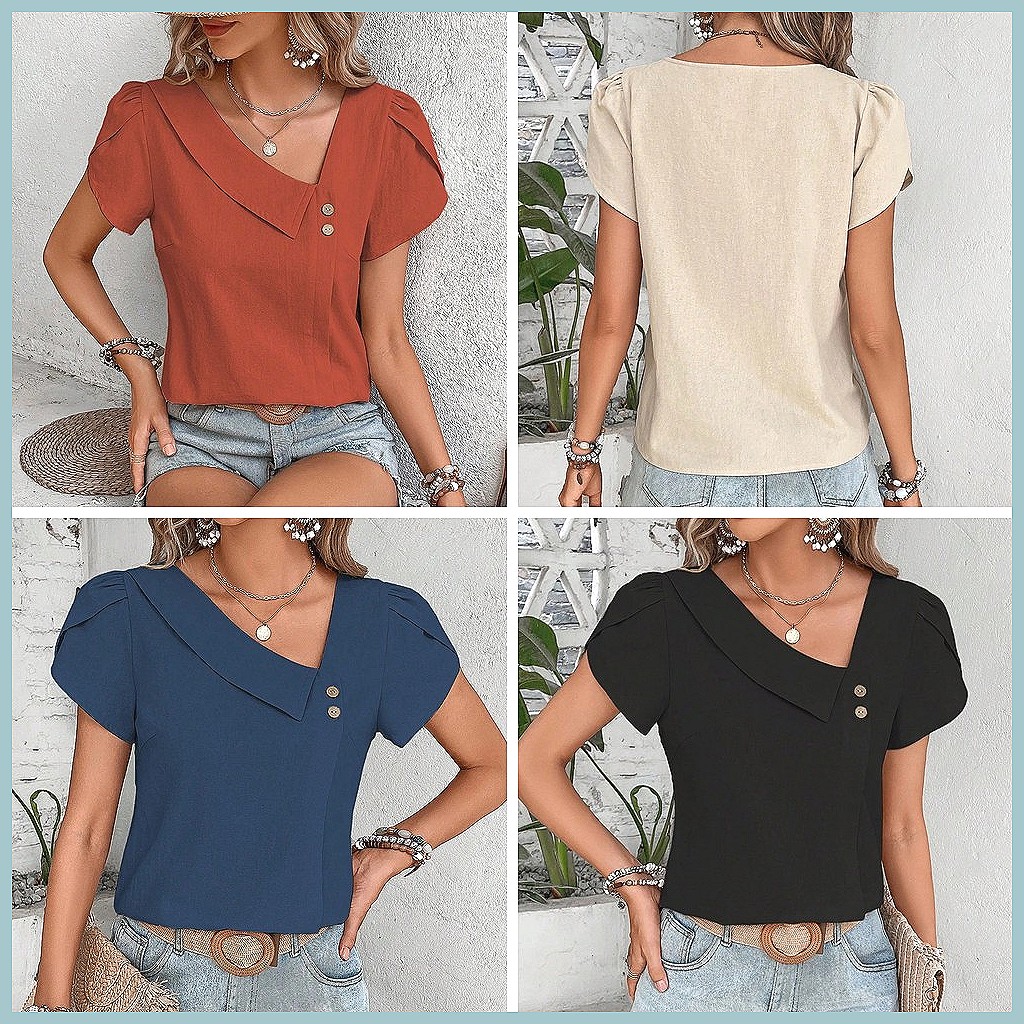 Blusa Vintage de Cor Sólida pa - Vintage Fashion For Women avaliação e preço