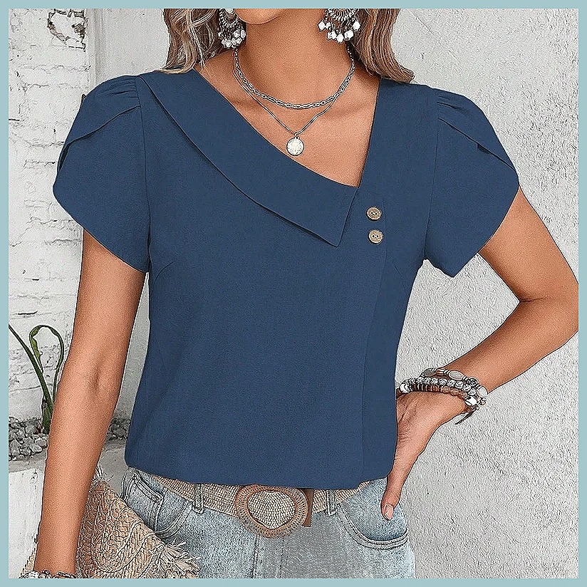 Blusa Vintage de Cor Sólida pa - Vintage Fashion For Women avaliação e preço