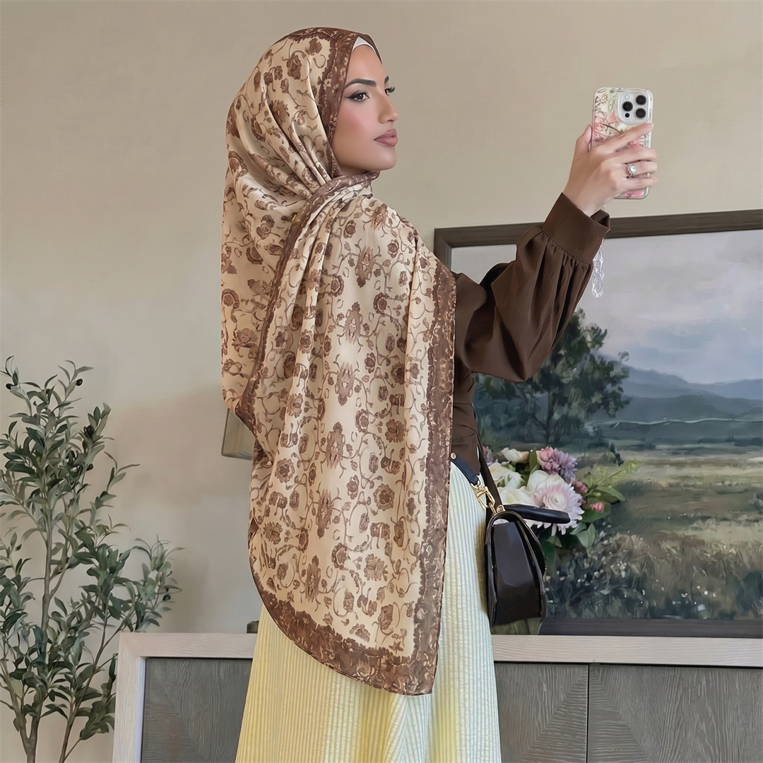 Hijab Vintage com Estampa Flor - Vintage Fashion For Women avaliação e preço