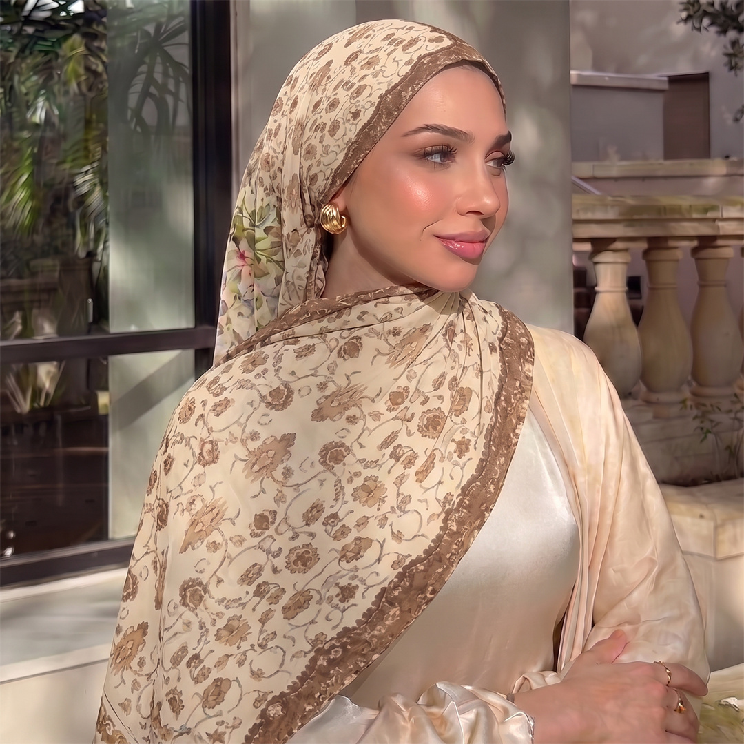 Hijab Vintage com Estampa Flor - Vintage Fashion For Women avaliação e preço