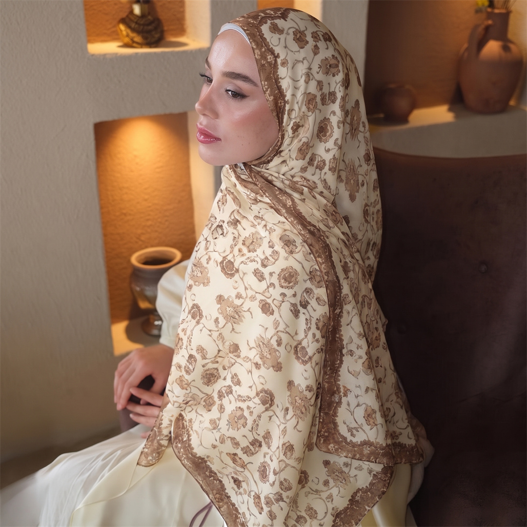 Hijab Vintage com Estampa Flor - Vintage Fashion For Women avaliação e preço